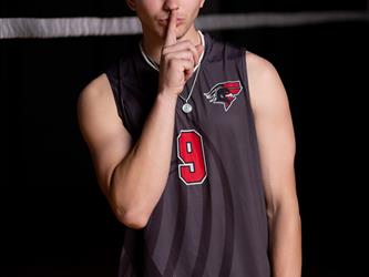 Volleyball player making shush gesture