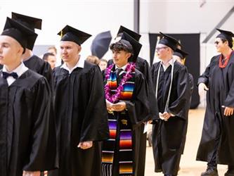 Graduates walking in line