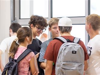 group of students chatting 