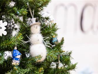 Christmas tree with snowman decoration