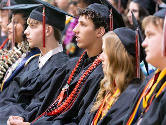 aisle shot of grad class