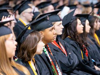 aisle shot of grad class