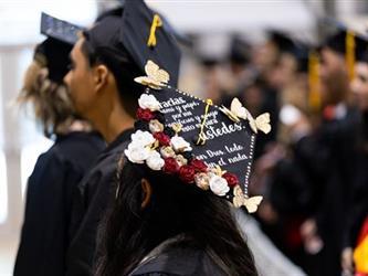 Students hat decorated for graduation