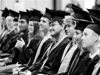 Graduates in black and white