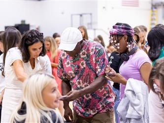 parents mingling with staff