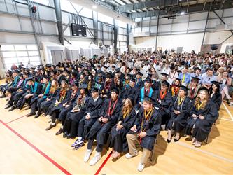 side shot of graduating class