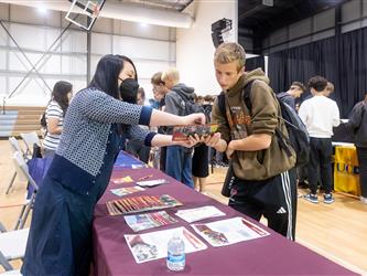 Students speaking with recruiters
