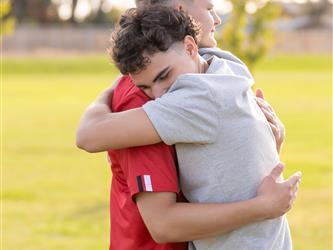 Players hugging