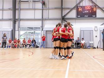 Futures Girls Volleyball team huddle