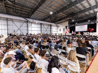 wide shot of grad class